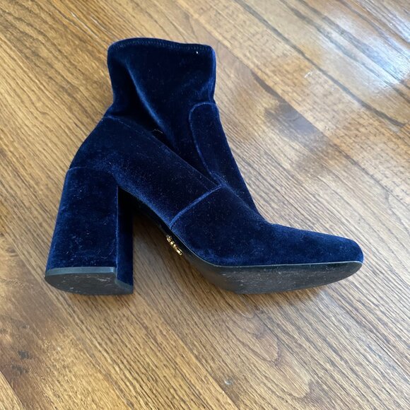 Prada Blue Velvet Boots 37euro - Picture 5 of 7